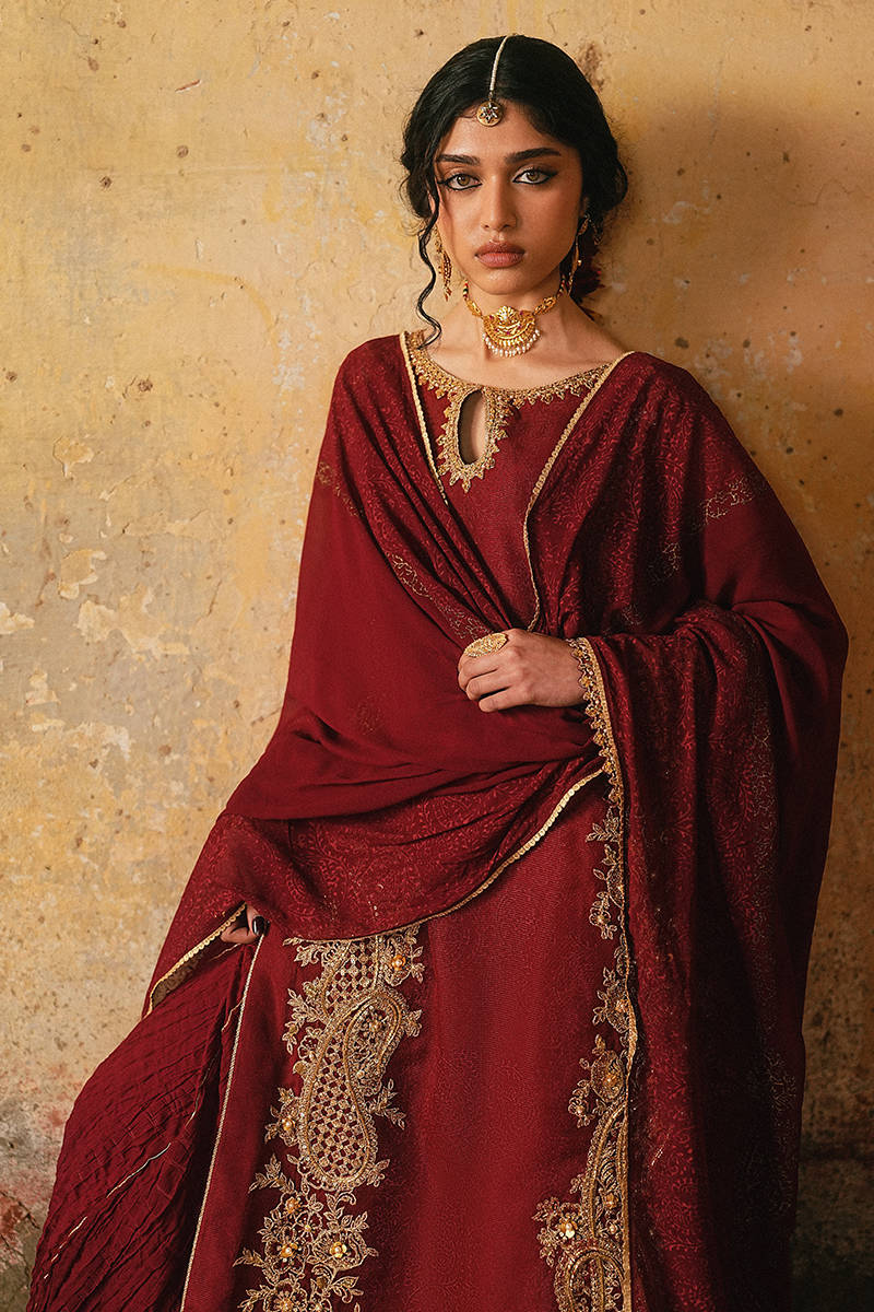 MNR | Farid Manzil Luxury Pret 26 | Surkh-e-Bahar - by Libasekhas - Registered Vendor of : MNR - 100% Original Designer Dress