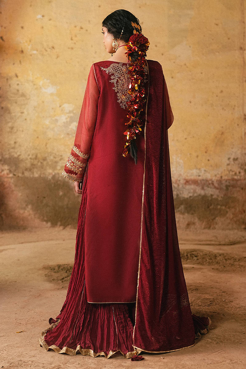 MNR | Farid Manzil Luxury Pret 26 | Surkh-e-Bahar - by Libasekhas - Registered Vendor of : MNR - 100% Original Designer Dress