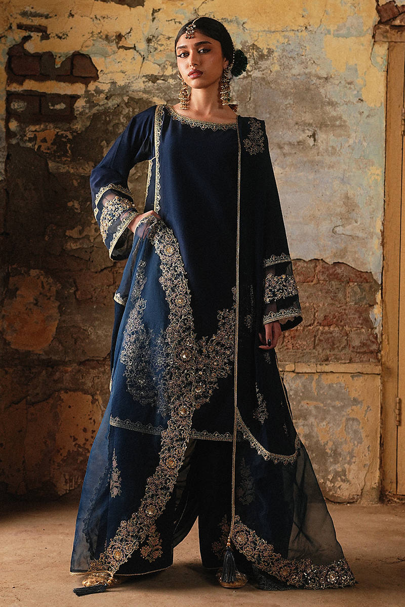 MNR | Farid Manzil Luxury Pret 26 | Mehk-e-Neel - by Libasekhas - Registered Vendor of : MNR - 100% Original Designer Dress