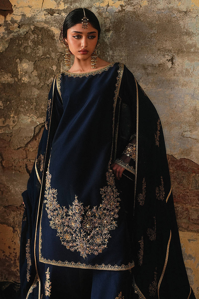 MNR | Farid Manzil Luxury Pret 26 | Mehk-e-Neel - by Libasekhas - Registered Vendor of : MNR - 100% Original Designer Dress