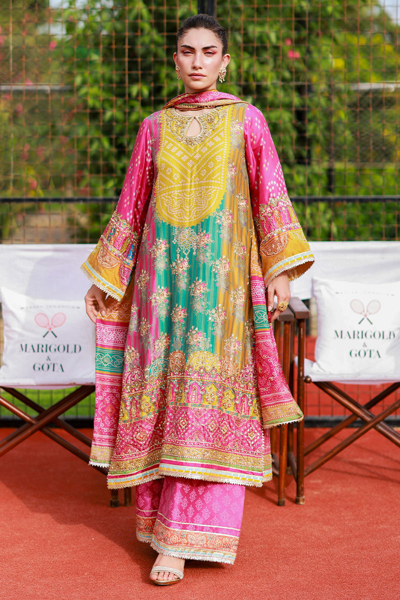 Ansab Jahangir | Marigold and Gota | Elif - by Libasekhas UK - Registered Vendor of : Ansab Jahangir - 100% Original Designer Dress