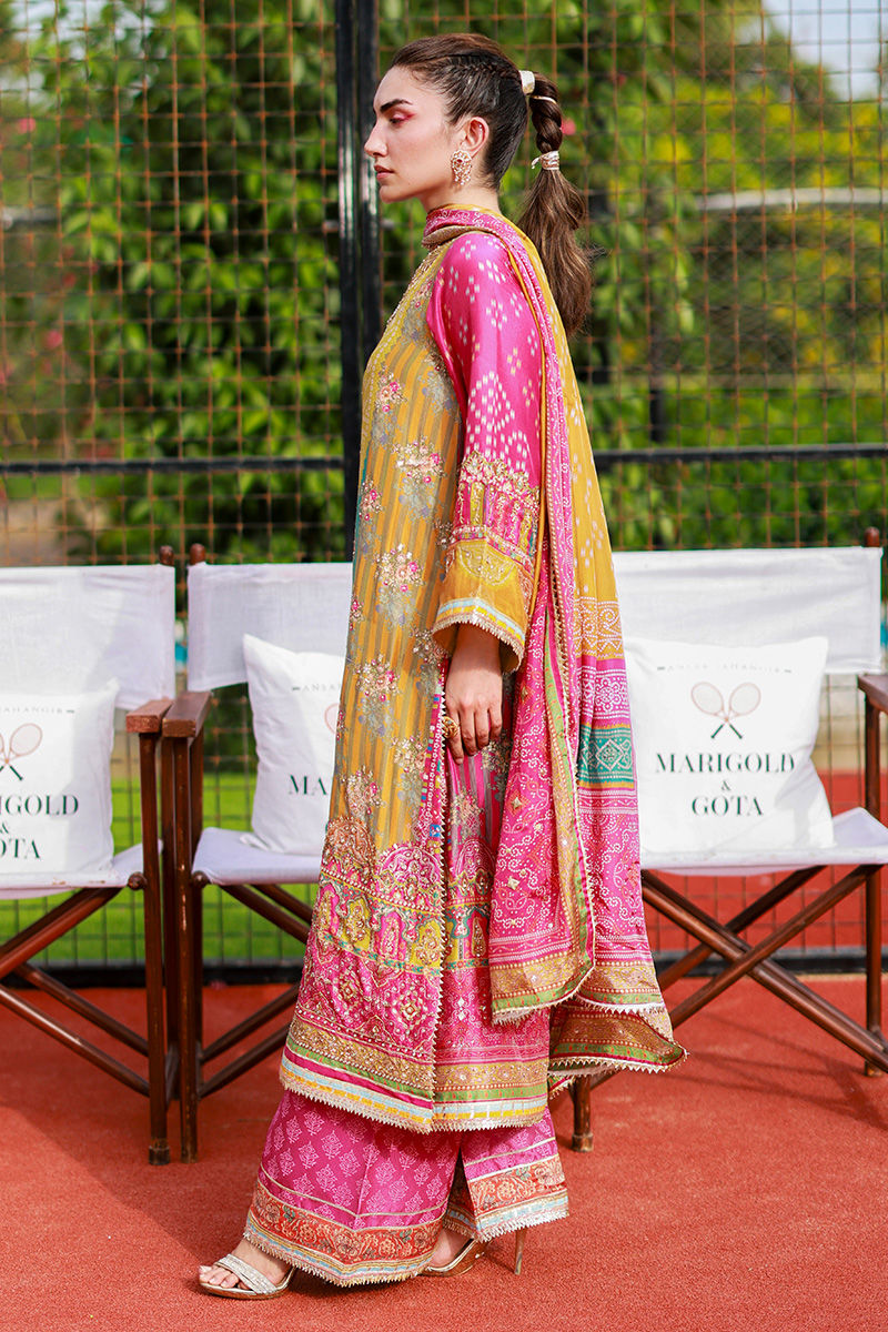 Ansab Jahangir | Marigold and Gota | Elif - by Libasekhas UK - Registered Vendor of : Ansab Jahangir - 100% Original Designer Dress