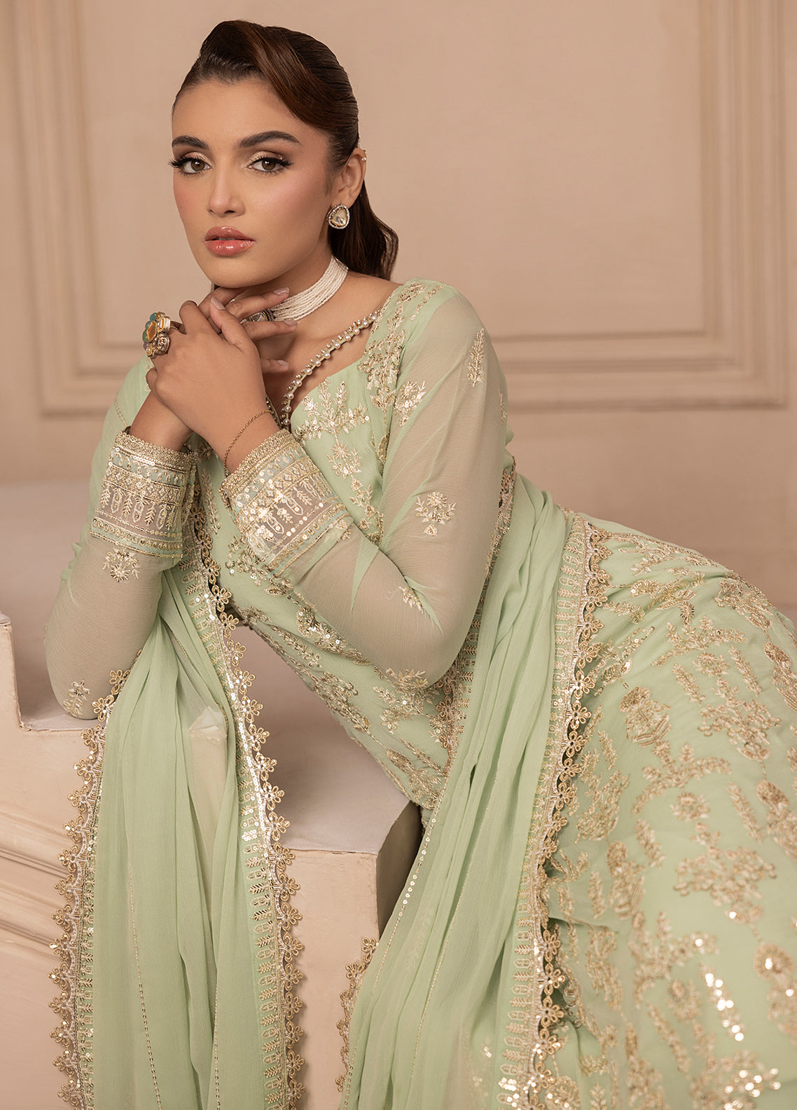 Sahane | Elyssa Festive Chiffon | CT-19004 Emera - ELYSSA - by - Libasekhas UK - Registered Vendor of : Sahane - 100% Original Designer Dresss