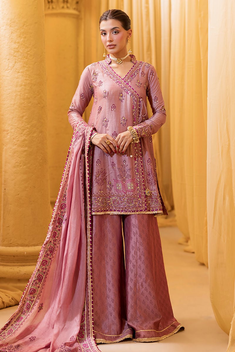 Ansab Jahangir | Artisan Prints 26 | Dust Rose - by Libasekhas UK - Registered Vendor of : Ansab Jahangir - 100% Original Designer Dress