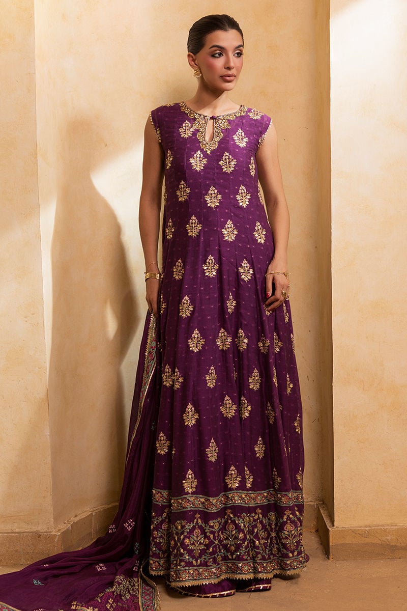Ansab Jahangir | Artisan Prints 26 | Mulberry - by Libasekhas UK - Registered Vendor of : Ansab Jahangir - 100% Original Designer Dress