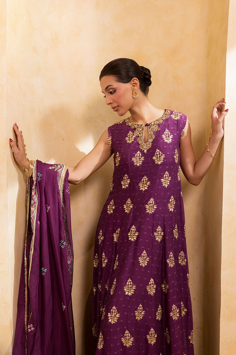 Ansab Jahangir | Artisan Prints 26 | Mulberry - by Libasekhas UK - Registered Vendor of : Ansab Jahangir - 100% Original Designer Dress