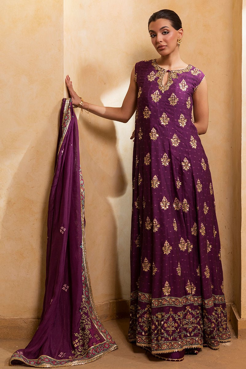 Ansab Jahangir | Artisan Prints 26 | Mulberry - by Libasekhas UK - Registered Vendor of : Ansab Jahangir - 100% Original Designer Dress