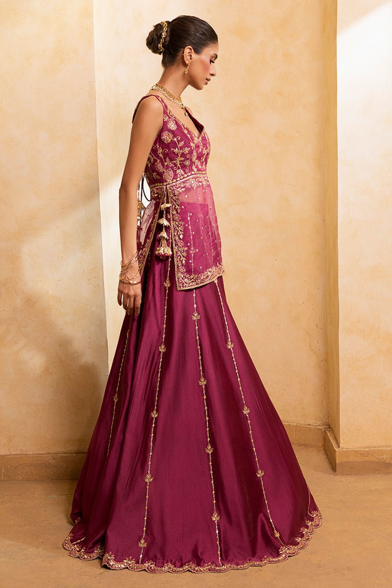 Ansab Jahangir | Artisan Prints 26 |Berry Velour - by Libasekhas UK - Registered Vendor of : Ansab Jahangir - 100% Original Designer Dress