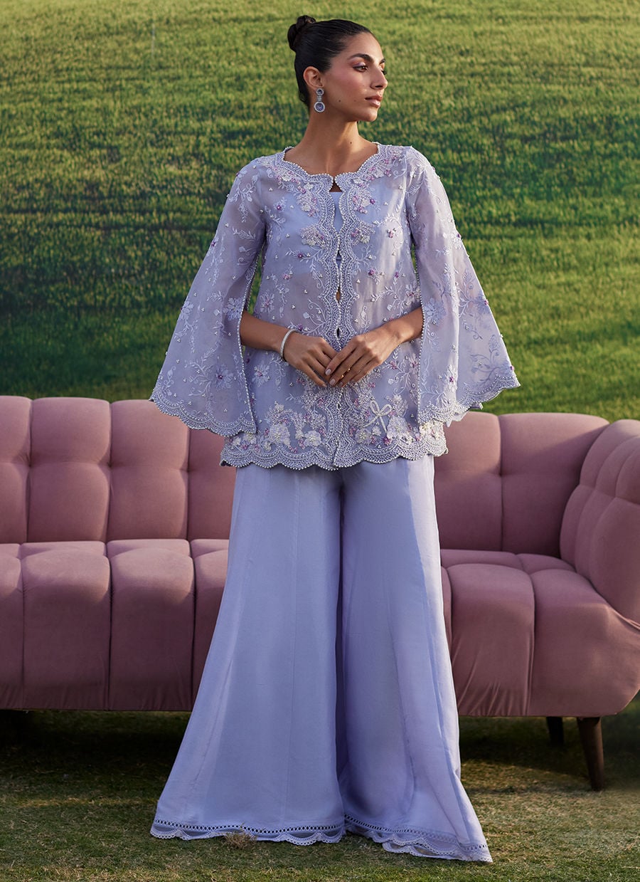 Farah Talib Aziz | Luna Eid 26 | Lilac Haze Jacket - by Libasekhas UK - Registered Vendor of : Farah Talib Aziz - 100% Original Designer Dress