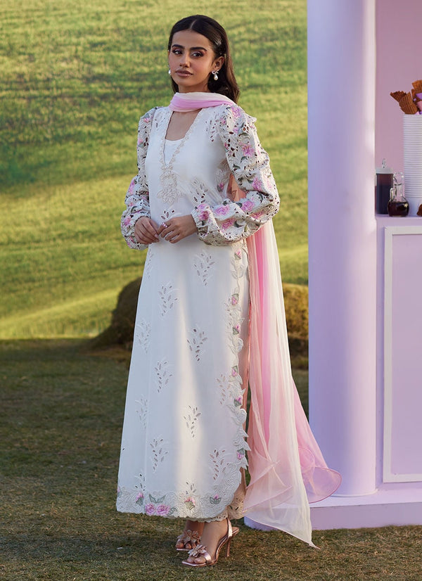 Farah Talib Aziz | Luna Eid 26 | Rose Lace Shirt And Dupatta - by Libasekhas UK - Registered Vendor of : Farah Talib Aziz - 100% Original Designer Dress