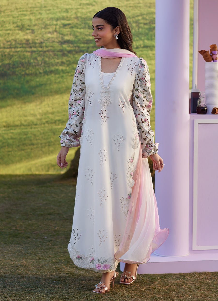 Farah Talib Aziz | Luna Eid 26 | Rose Lace Shirt And Dupatta - by Libasekhas UK - Registered Vendor of : Farah Talib Aziz - 100% Original Designer Dress