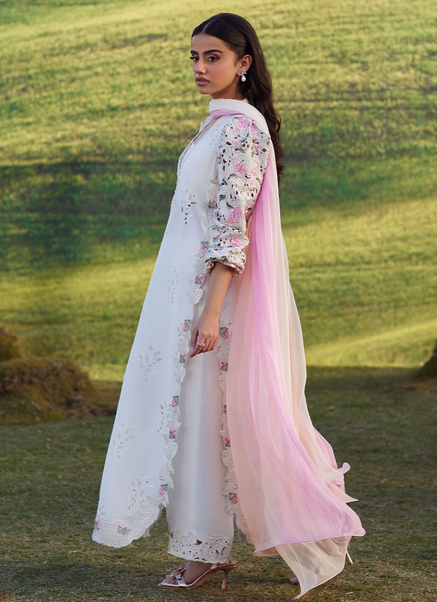 Farah Talib Aziz | Luna Eid 26 | Rose Lace Shirt And Dupatta - by Libasekhas UK - Registered Vendor of : Farah Talib Aziz - 100% Original Designer Dress