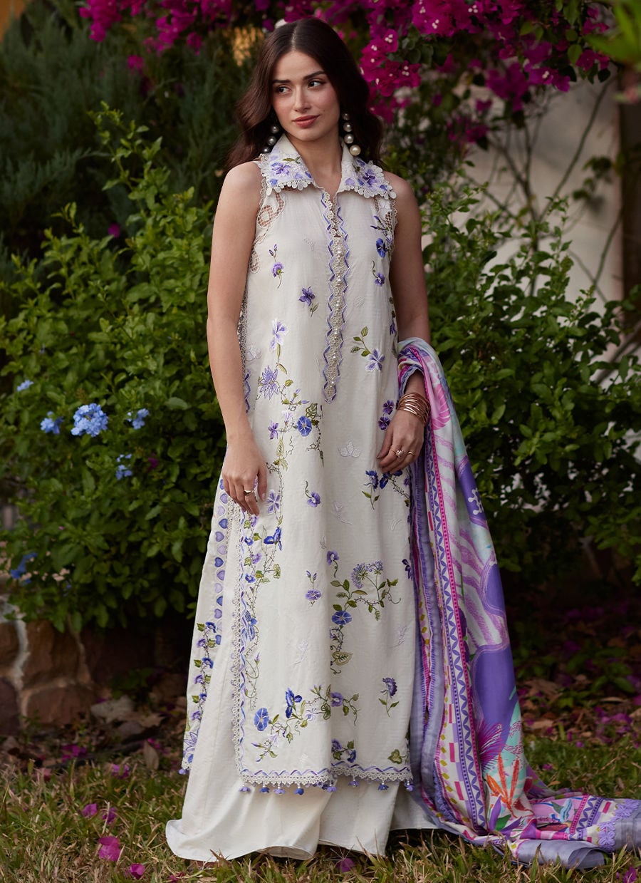 Farah Talib Aziz | Luxury Lawn 26 | Evita Ivory - by Libasekhas UK - Registered Vendor of : Farah Talib Aziz - 100% Original Designer Dress