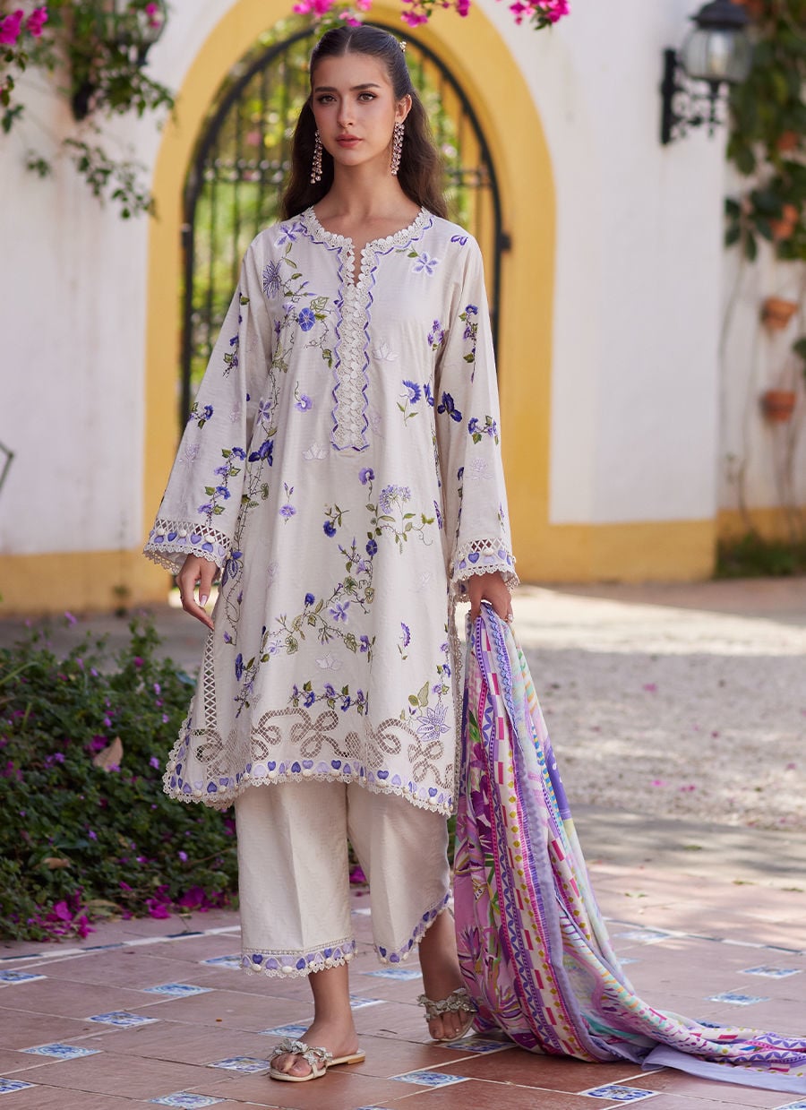 Farah Talib Aziz | Luxury Lawn 26 | Evita Ivory - by Libasekhas UK - Registered Vendor of : Farah Talib Aziz - 100% Original Designer Dress