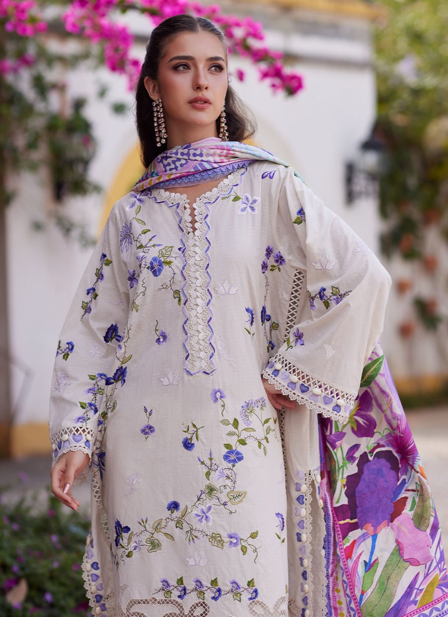 Farah Talib Aziz | Luxury Lawn 26 | Evita Ivory - by Libasekhas UK - Registered Vendor of : Farah Talib Aziz - 100% Original Designer Dress