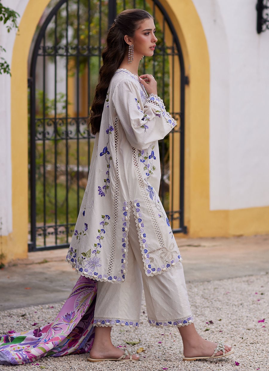 Farah Talib Aziz | Luxury Lawn 26 | Evita Ivory - by Libasekhas UK - Registered Vendor of : Farah Talib Aziz - 100% Original Designer Dress