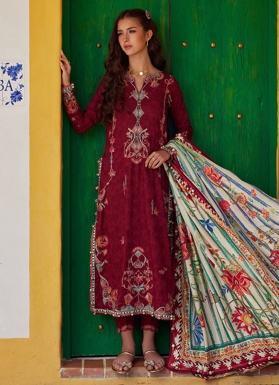 Farah Talib Aziz | Luxury Lawn 26 | Sofia Scarlet - by Libasekhas UK - Registered Vendor of : Farah Talib Aziz - 100% Original Designer Dress