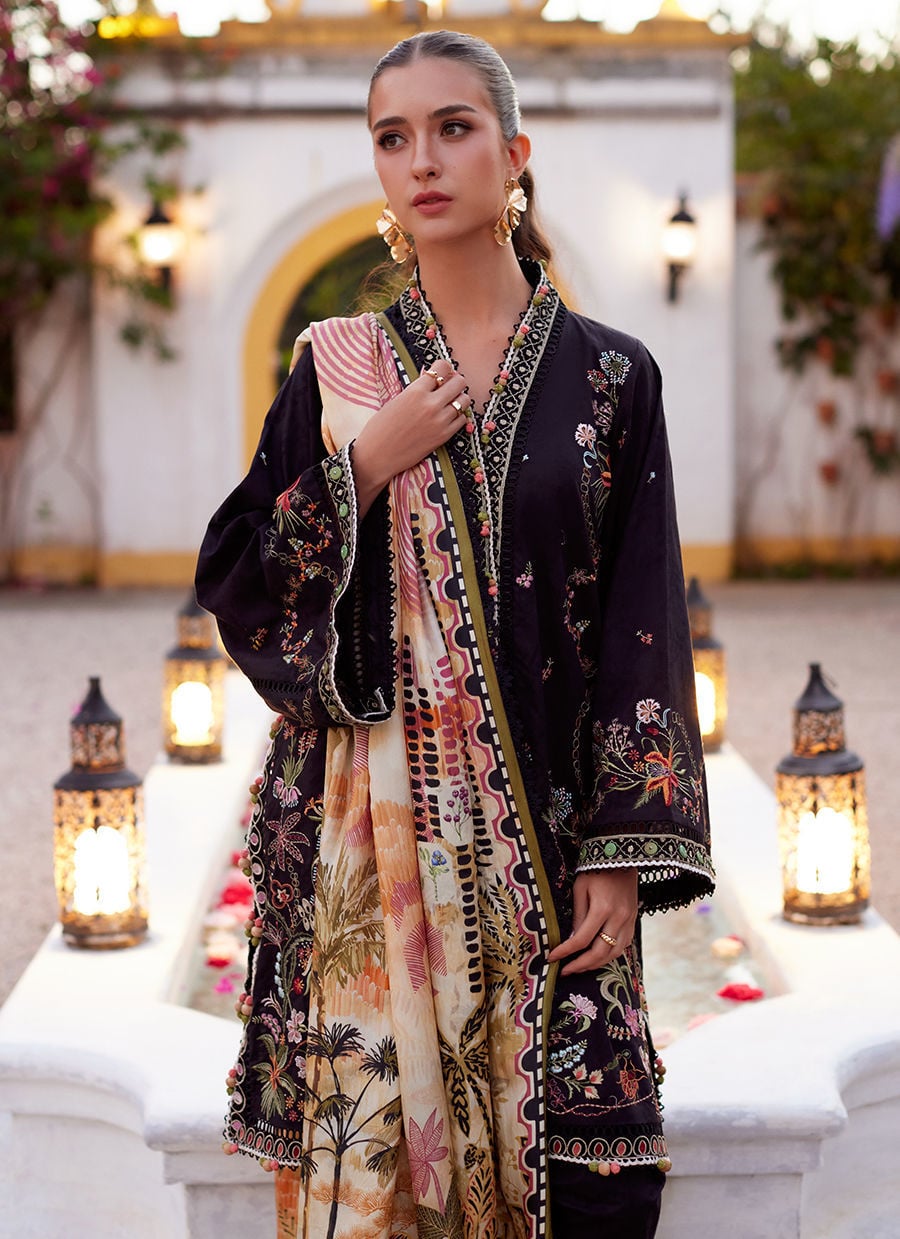 Farah Talib Aziz | Luxury Lawn 26 | Blanca Black - by Libasekhas UK - Registered Vendor of : Farah Talib Aziz - 100% Original Designer Dress