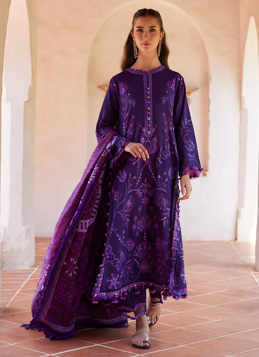 Farah Talib Aziz | Luxury Lawn 26 | Vicenta Violet - by Libasekhas UK - Registered Vendor of : Farah Talib Aziz - 100% Original Designer Dress