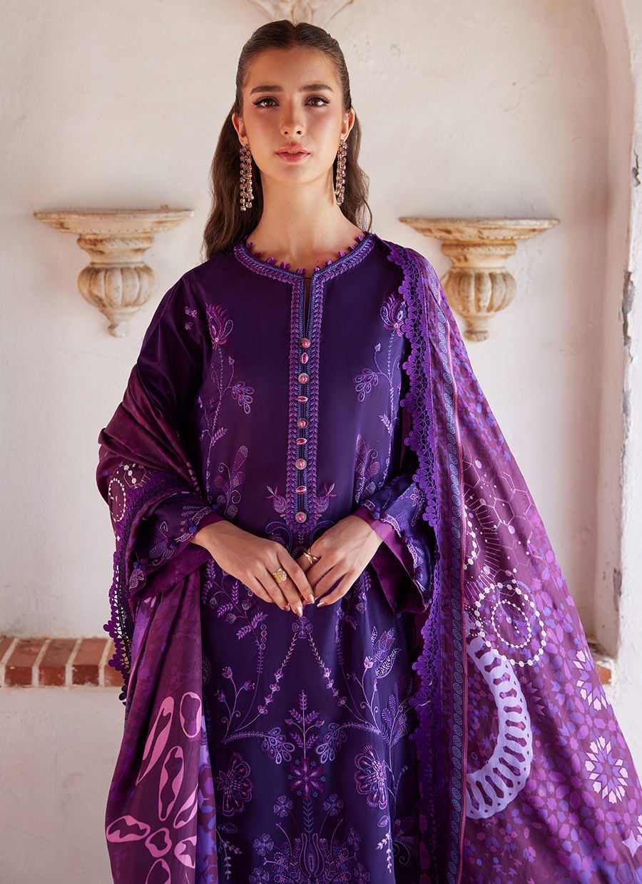 Farah Talib Aziz | Luxury Lawn 26 | Vicenta Violet - by Libasekhas UK - Registered Vendor of : Farah Talib Aziz - 100% Original Designer Dress