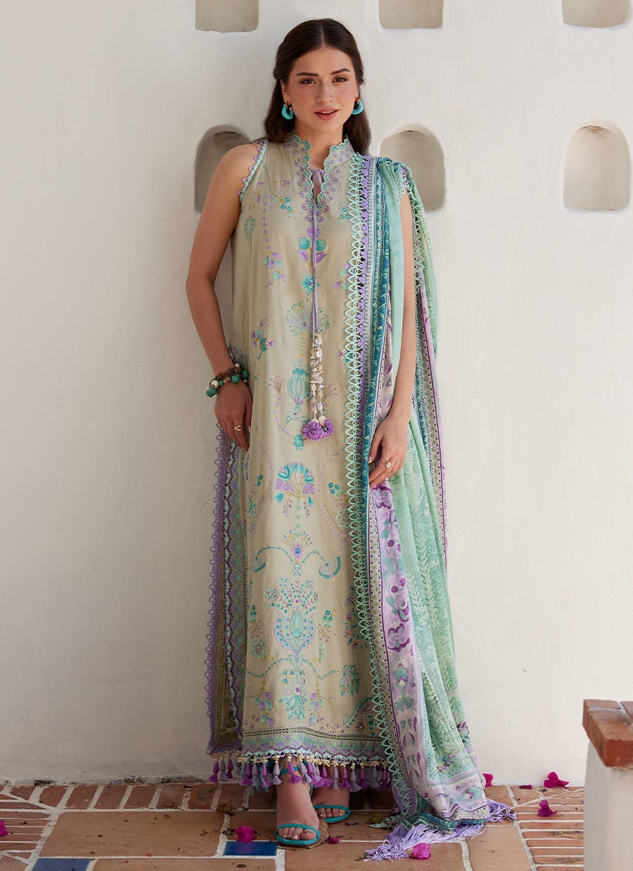 Farah Talib Aziz | Luxury Lawn 26 | Valeria Olive - by Libasekhas UK - Registered Vendor of : Farah Talib Aziz - 100% Original Designer Dress