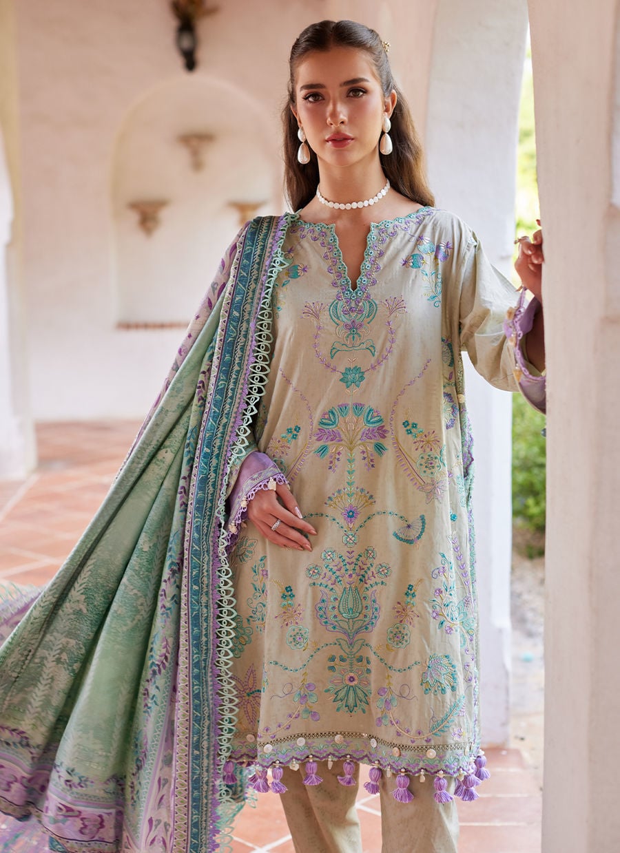 Farah Talib Aziz | Luxury Lawn 26 | Valeria Olive - by Libasekhas UK - Registered Vendor of : Farah Talib Aziz - 100% Original Designer Dress