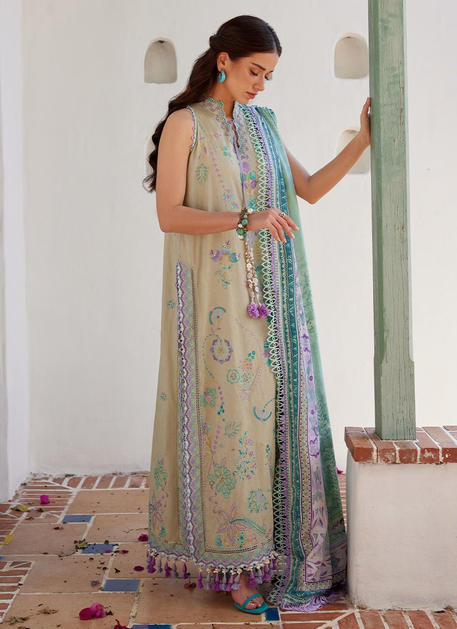 Farah Talib Aziz | Luxury Lawn 26 | Valeria Olive - by Libasekhas UK - Registered Vendor of : Farah Talib Aziz - 100% Original Designer Dress