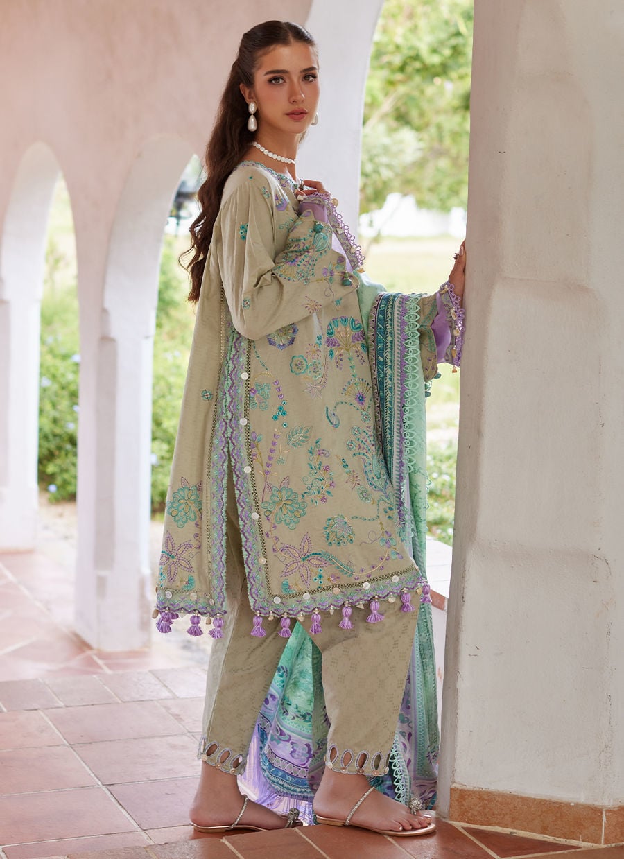 Farah Talib Aziz | Luxury Lawn 26 | Valeria Olive - by Libasekhas UK - Registered Vendor of : Farah Talib Aziz - 100% Original Designer Dress