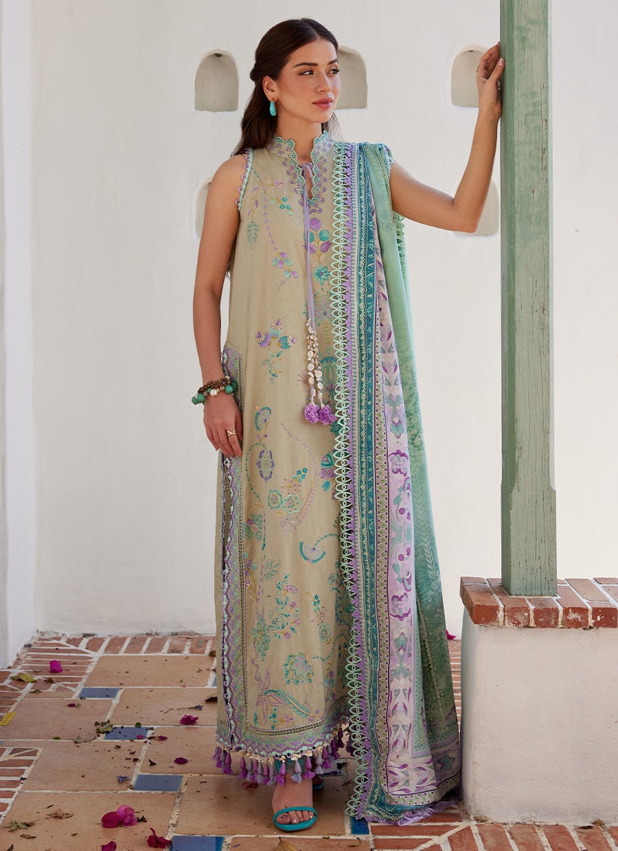 Farah Talib Aziz | Luxury Lawn 26 | Valeria Olive - by Libasekhas UK - Registered Vendor of : Farah Talib Aziz - 100% Original Designer Dress