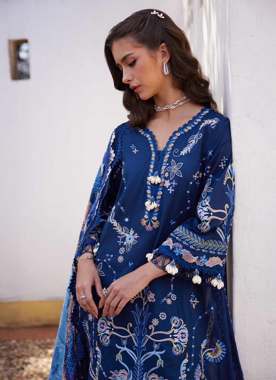 Farah Talib Aziz | Luxury Lawn 26 | Nia Navy - by Libasekhas UK - Registered Vendor of : Farah Talib Aziz - 100% Original Designer Dress