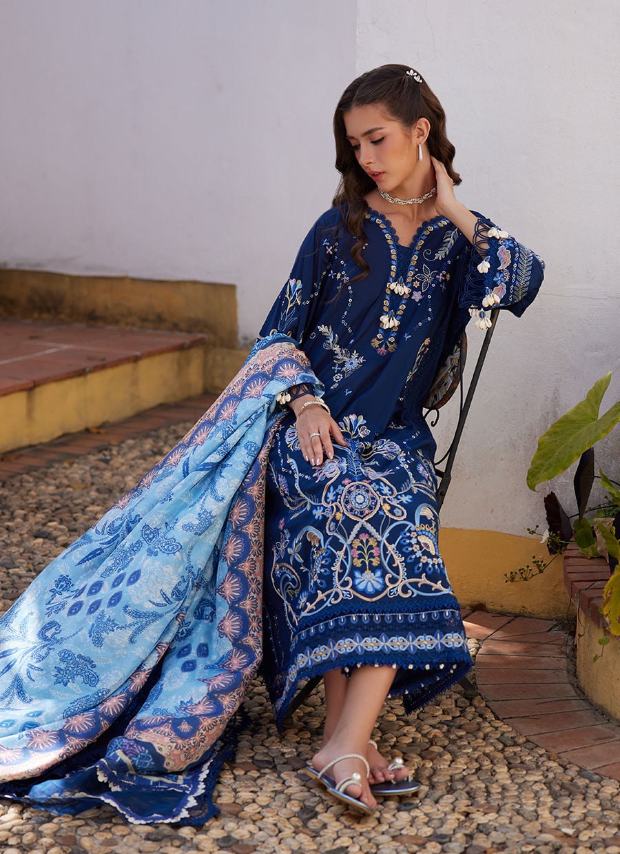 Farah Talib Aziz | Luxury Lawn 26 | Nia Navy - by Libasekhas UK - Registered Vendor of : Farah Talib Aziz - 100% Original Designer Dress