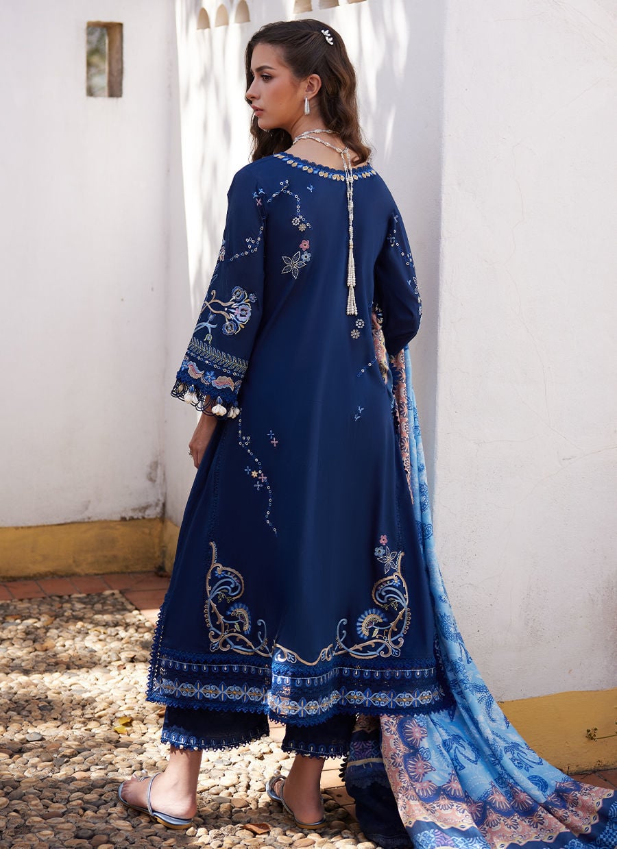 Farah Talib Aziz | Luxury Lawn 26 | Nia Navy - by Libasekhas UK - Registered Vendor of : Farah Talib Aziz - 100% Original Designer Dress