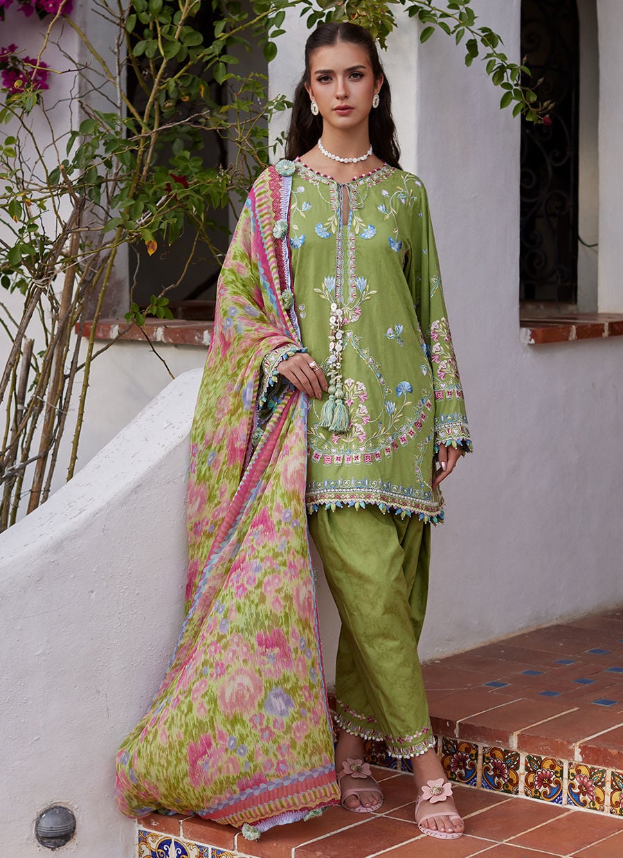 Farah Talib Aziz | Luxury Lawn 26 | Carmen Kiwi - by Libasekhas UK - Registered Vendor of : Farah Talib Aziz - 100% Original Designer Dress