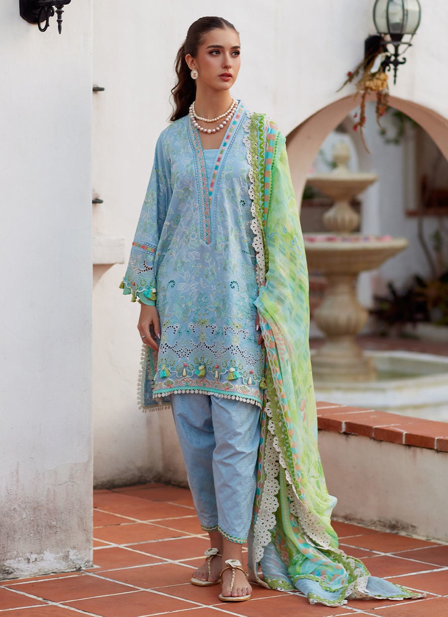 Farah Talib Aziz | Luxury Lawn 26 | Sienna Sky Blue - by Libasekhas UK - Registered Vendor of : Farah Talib Aziz - 100% Original Designer Dress
