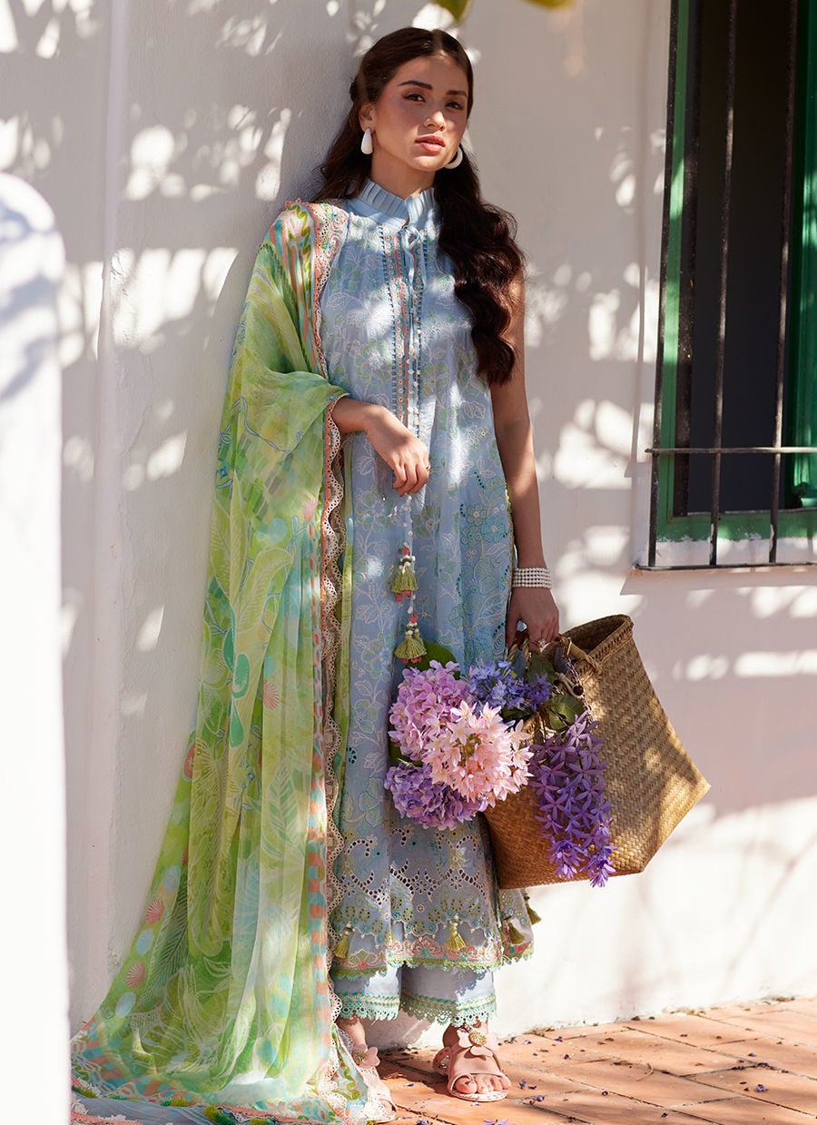 Farah Talib Aziz | Luxury Lawn 26 | Sienna Sky Blue - by Libasekhas UK - Registered Vendor of : Farah Talib Aziz - 100% Original Designer Dress