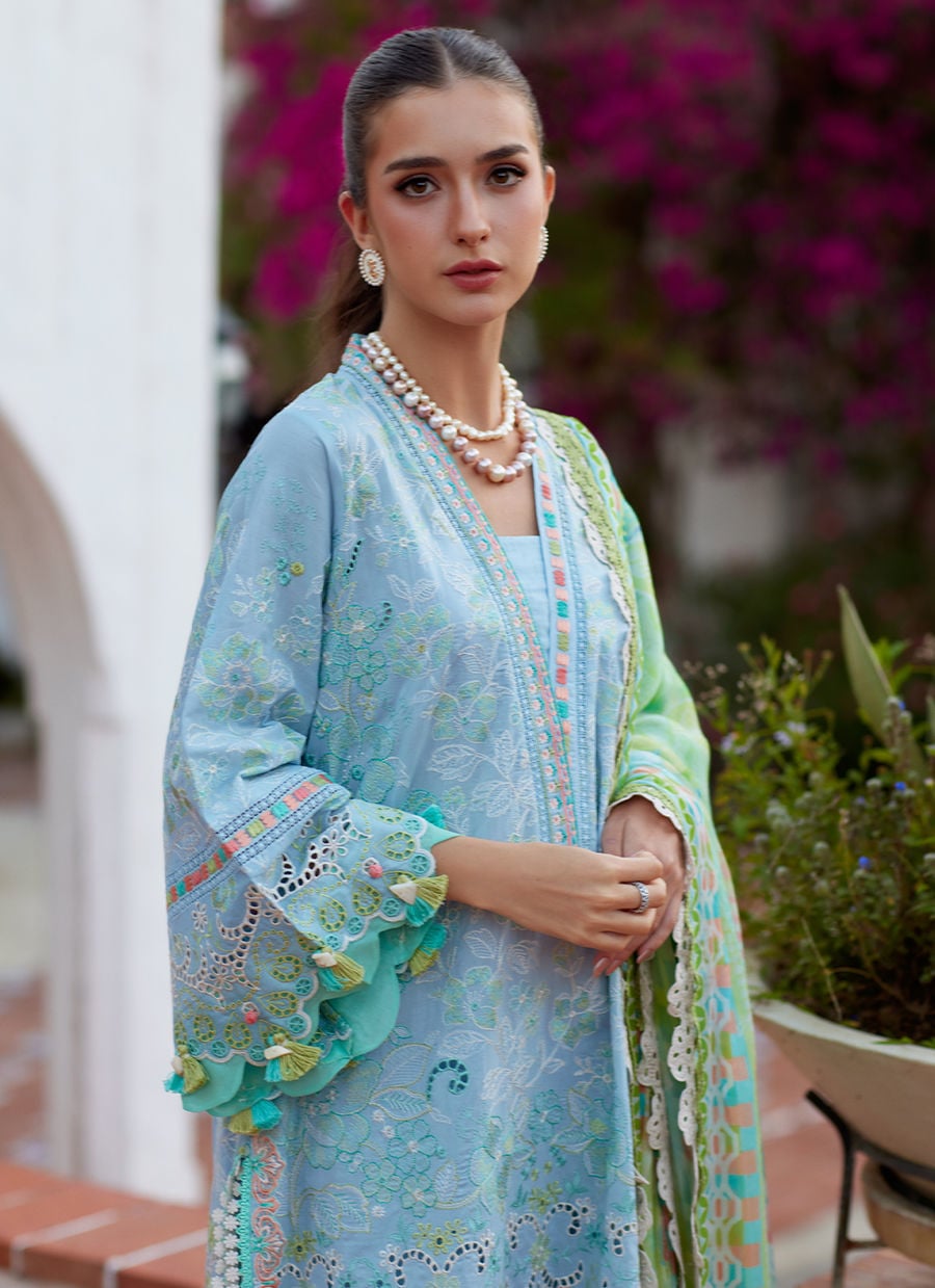 Farah Talib Aziz | Luxury Lawn 26 | Sienna Sky Blue - by Libasekhas UK - Registered Vendor of : Farah Talib Aziz - 100% Original Designer Dress