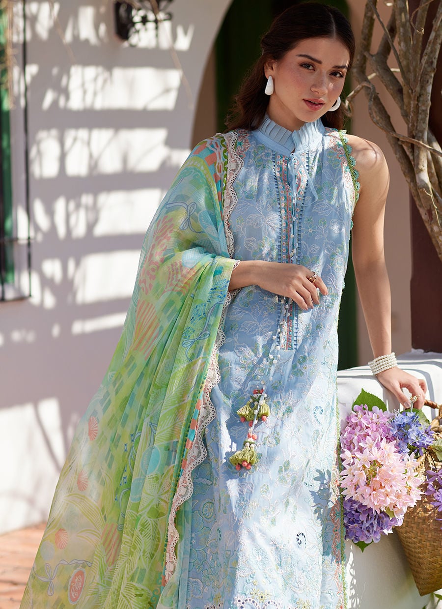 Farah Talib Aziz | Luxury Lawn 26 | Sienna Sky Blue - by Libasekhas UK - Registered Vendor of : Farah Talib Aziz - 100% Original Designer Dress