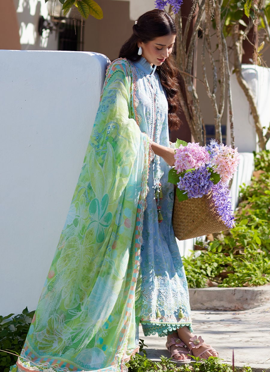 Farah Talib Aziz | Luxury Lawn 26 | Sienna Sky Blue - by Libasekhas UK - Registered Vendor of : Farah Talib Aziz - 100% Original Designer Dress