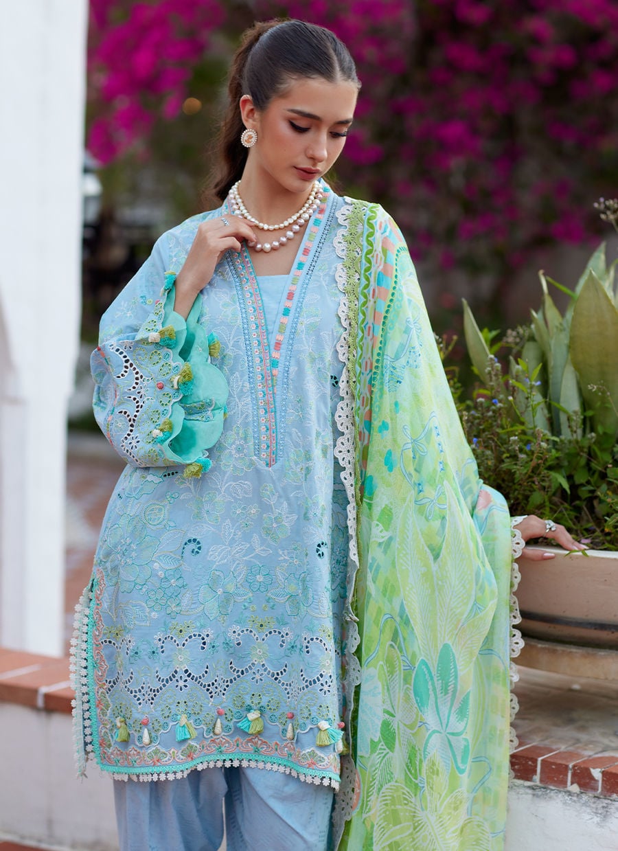 Farah Talib Aziz | Luxury Lawn 26 | Sienna Sky Blue - by Libasekhas UK - Registered Vendor of : Farah Talib Aziz - 100% Original Designer Dress