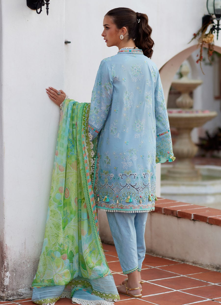 Farah Talib Aziz | Luxury Lawn 26 | Sienna Sky Blue - by Libasekhas UK - Registered Vendor of : Farah Talib Aziz - 100% Original Designer Dress