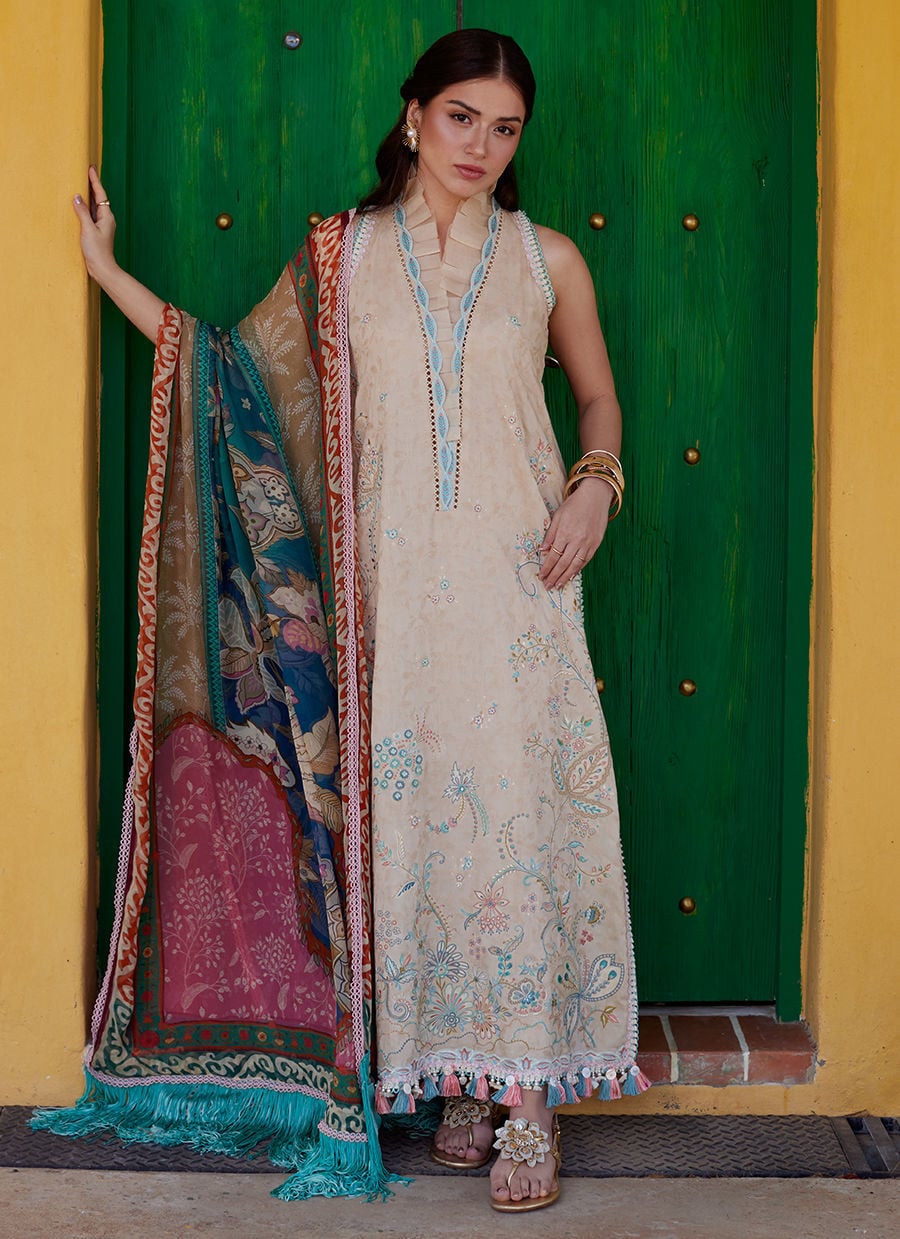 Farah Talib Aziz | Luxury Lawn 26 | Isabella Sand - by Libasekhas UK - Registered Vendor of : Farah Talib Aziz - 100% Original Designer Dress