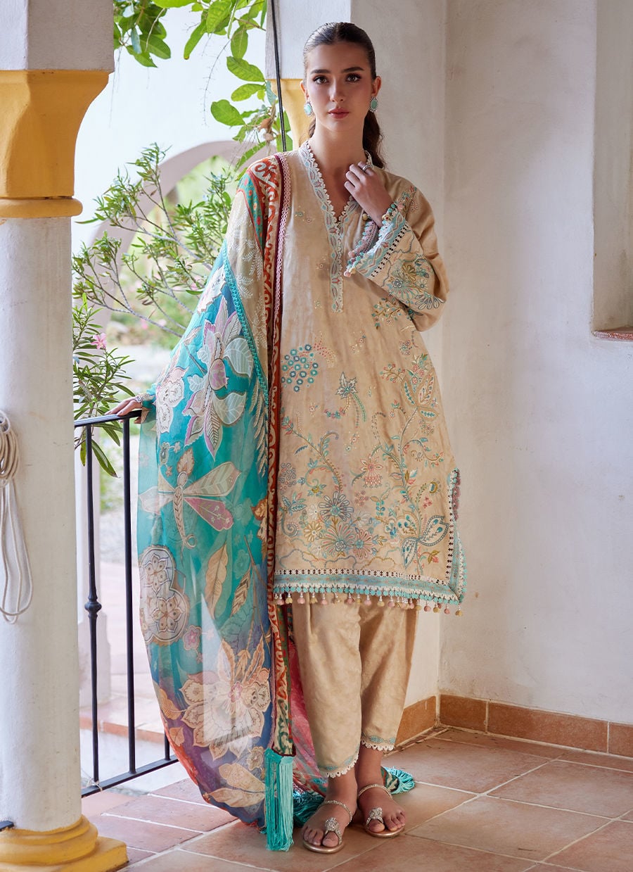 Farah Talib Aziz | Luxury Lawn 26 | Isabella Sand - by Libasekhas UK - Registered Vendor of : Farah Talib Aziz - 100% Original Designer Dress