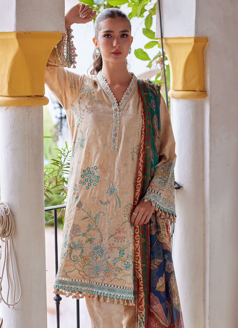 Farah Talib Aziz | Luxury Lawn 26 | Isabella Sand - by Libasekhas UK - Registered Vendor of : Farah Talib Aziz - 100% Original Designer Dress