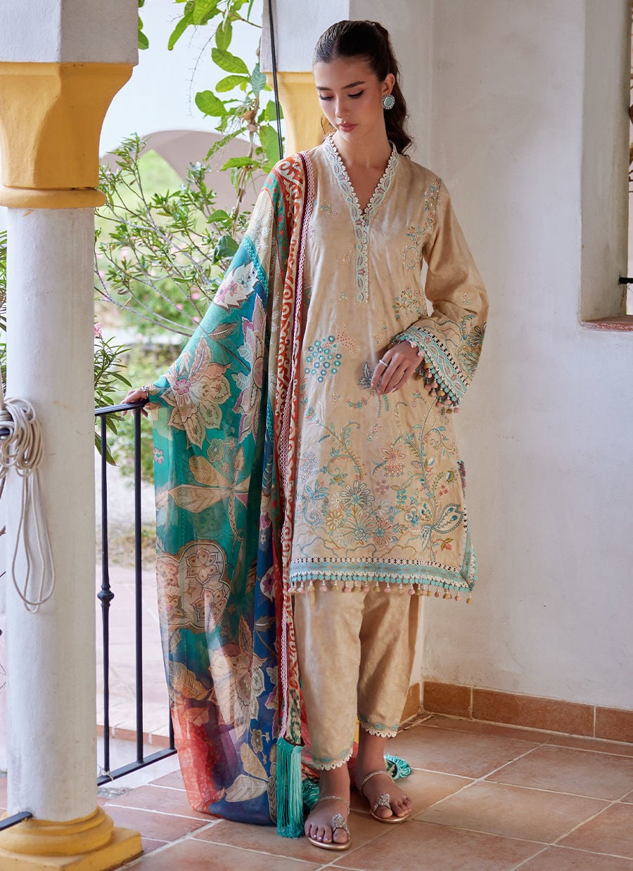 Farah Talib Aziz | Luxury Lawn 26 | Isabella Sand - by Libasekhas UK - Registered Vendor of : Farah Talib Aziz - 100% Original Designer Dress
