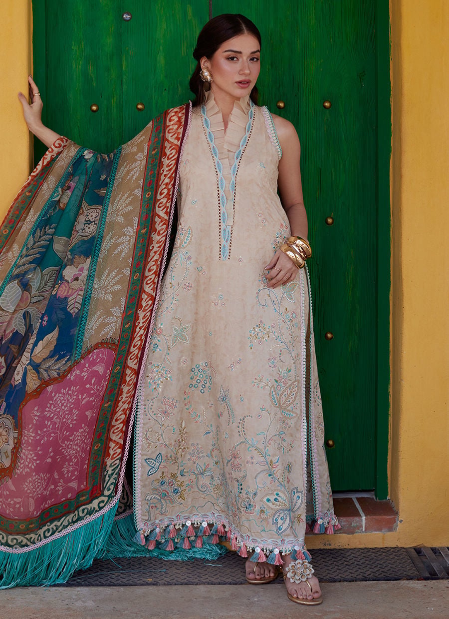 Farah Talib Aziz | Luxury Lawn 26 | Isabella Sand - by Libasekhas UK - Registered Vendor of : Farah Talib Aziz - 100% Original Designer Dress