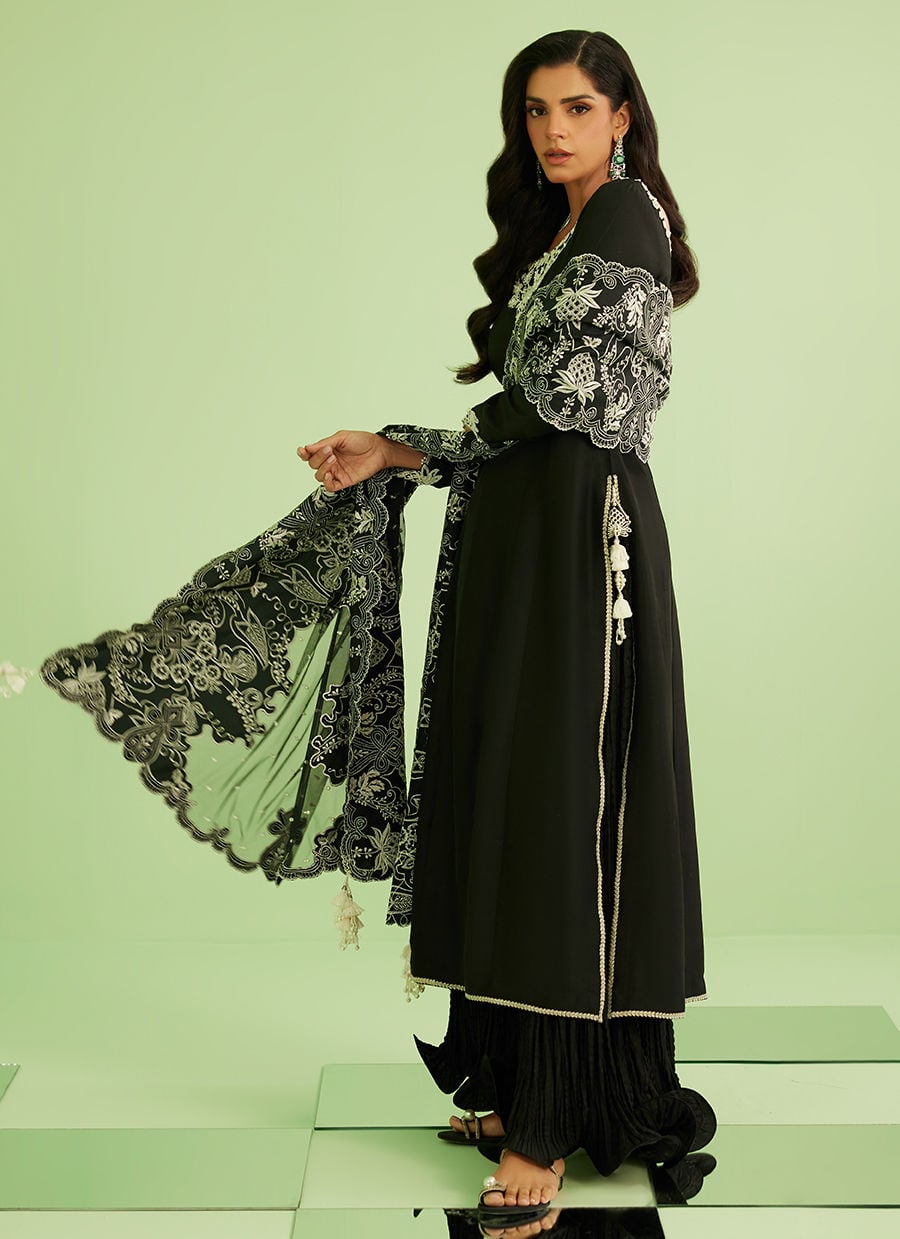 Farah Talib Aziz | Veya A Draped Capsule | Noir Elan Kalidaar - by Libasekhas UK - Registered Vendor of : Farah Talib Aziz - 100% Original Designer Dress