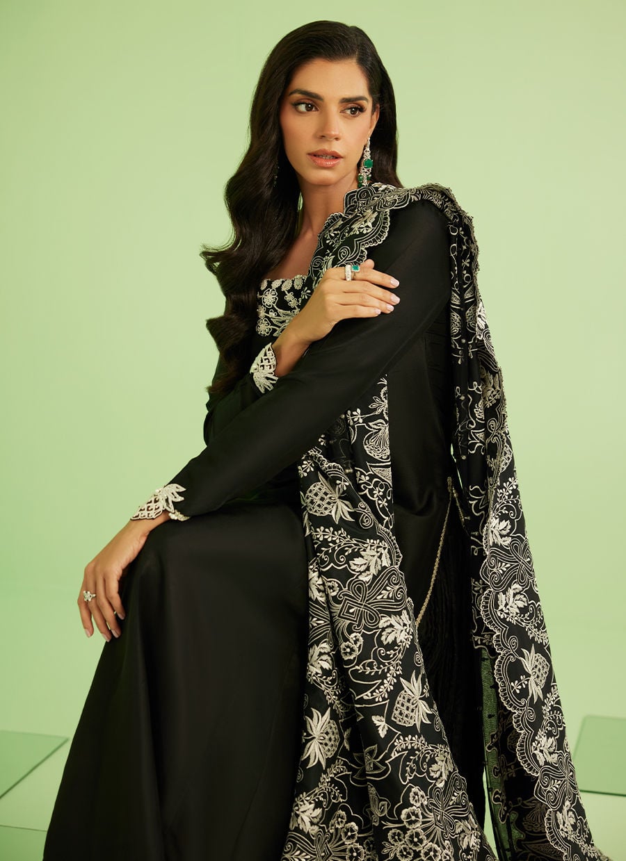 Farah Talib Aziz | Veya A Draped Capsule | Noir Elan Kalidaar - by Libasekhas UK - Registered Vendor of : Farah Talib Aziz - 100% Original Designer Dress