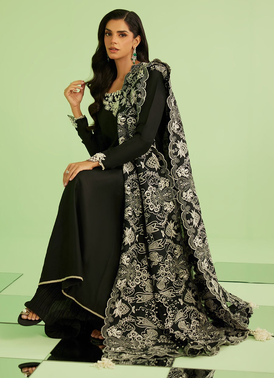 Farah Talib Aziz | Veya A Draped Capsule | Noir Elan Kalidaar - by Libasekhas UK - Registered Vendor of : Farah Talib Aziz - 100% Original Designer Dress