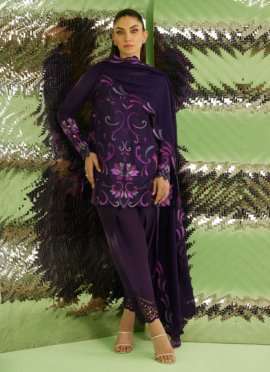 Farah Talib Aziz | Veya A Draped Capsule | Noir Aubergine - by Libasekhas UK - Registered Vendor of : Farah Talib Aziz - 100% Original Designer Dress