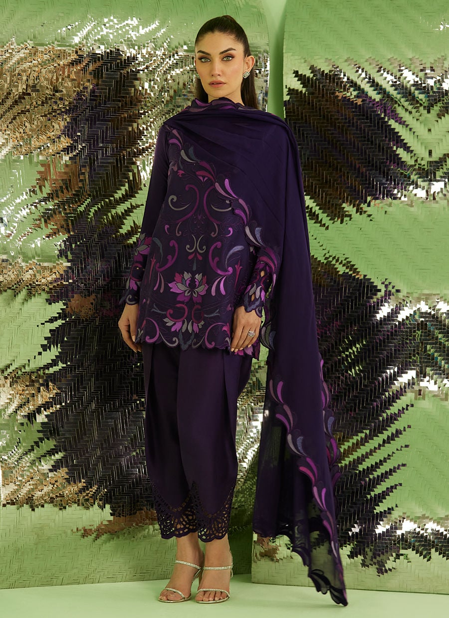 Farah Talib Aziz | Veya A Draped Capsule | Noir Aubergine - by Libasekhas UK - Registered Vendor of : Farah Talib Aziz - 100% Original Designer Dress